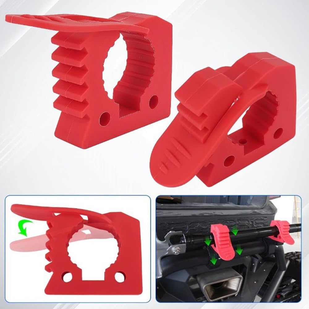 4 Pcs Quick-Release Rubber Clamps, Adjustable Mount Brackets for 1-1/5” to 1-4/7” Diameter Tools Fit for Trucks UTV ATV for Offroad 4X4 Parts