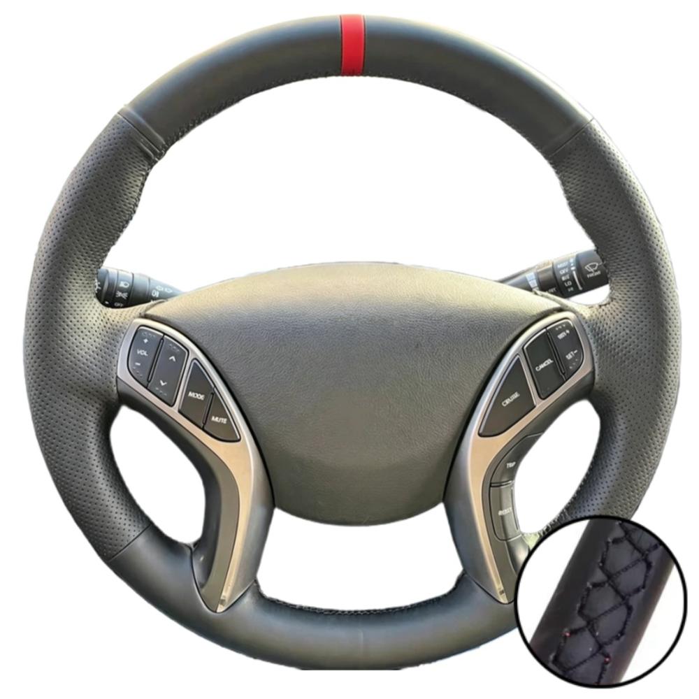 Hand-stitched Black Microfiber Leather 2011-2016 Avante i30 2012-2016 Steering Wheel Cover For Hyundai Elantra Car Accessories