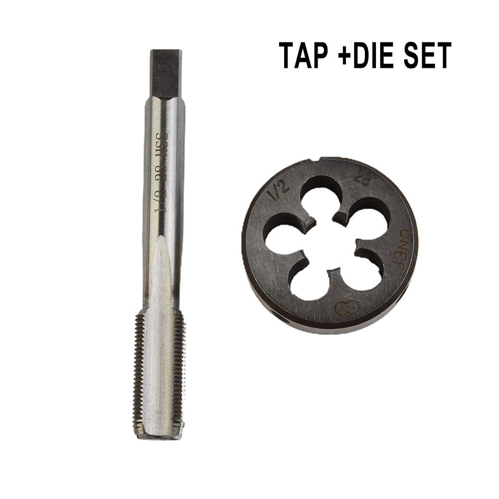 1/2-28 Tap + Die 2* 2pc 2pcs HSS Hand Kit Set TPI 1/2x28 28 TPI (Thread-Per-Inch) UNEF Thread 1/2" UNEF Practical Brand new