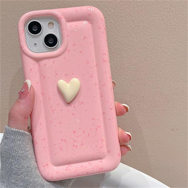 

Корейский милый чехол для телефона с 3d сердечком ярких цветов для Iphone 14 13 12 11 Pro Max, однотонный противоударный мягкий чехол Funda For iPhone 14Pro