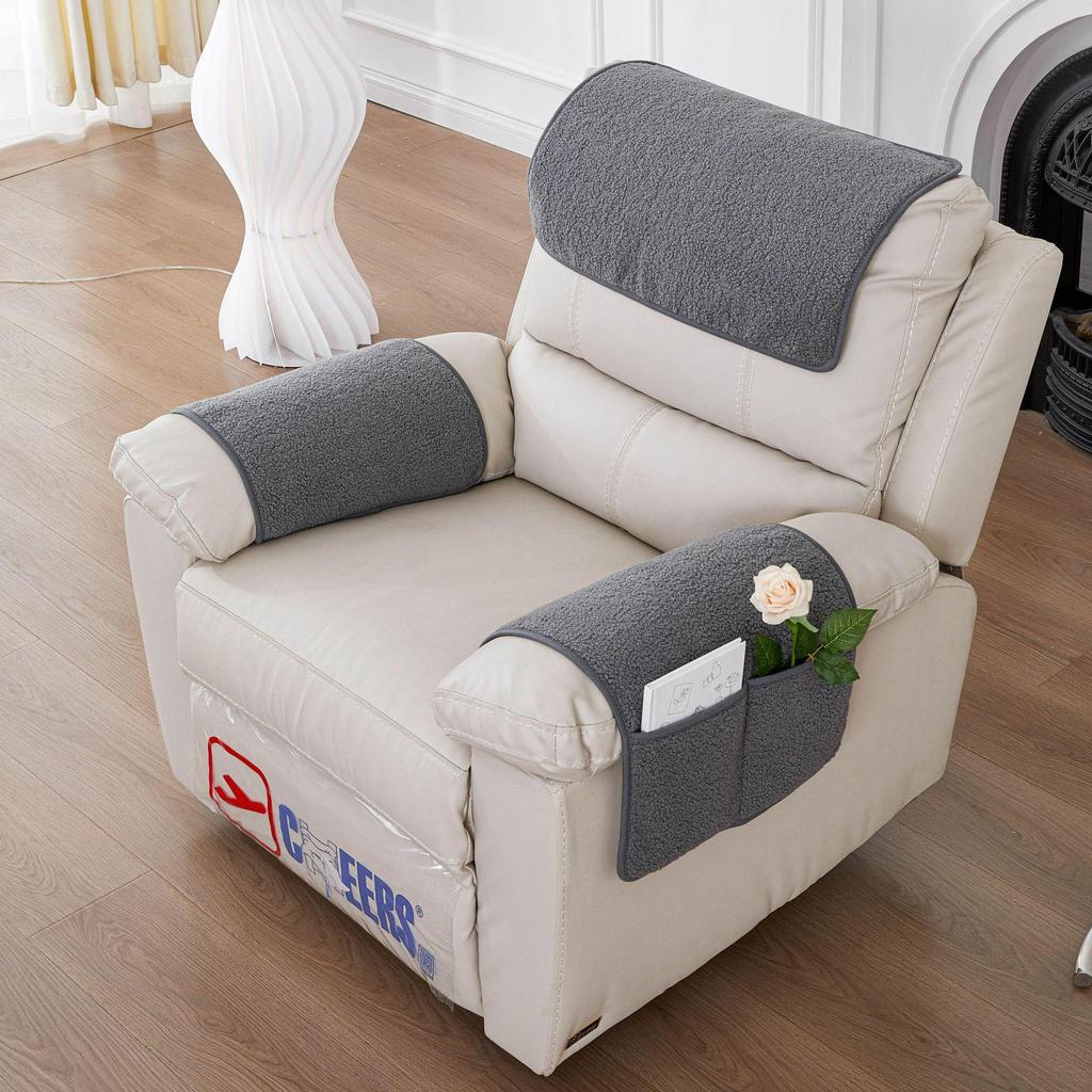Lambswool Non-slip Sofa Armrest and Backrest Cover Set