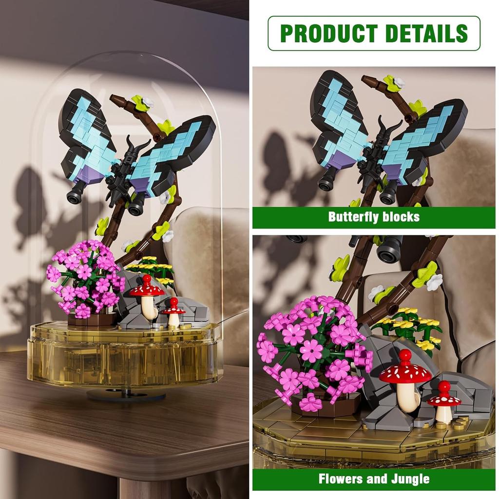 MOULD KING 10103 Insect Collections Butterfly Building Sets with Flower Building Blocks Christmas Decoration Gift
