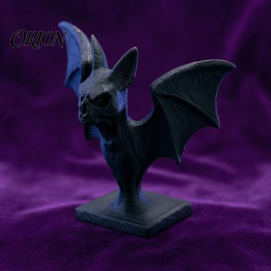 Black Matte Bat Sculpture 3D Printed Figurine, Gothic Sculpture, Spooky Halloween Fireplace Decor Tabletop Ornament for Home Shelf Desk Decoration