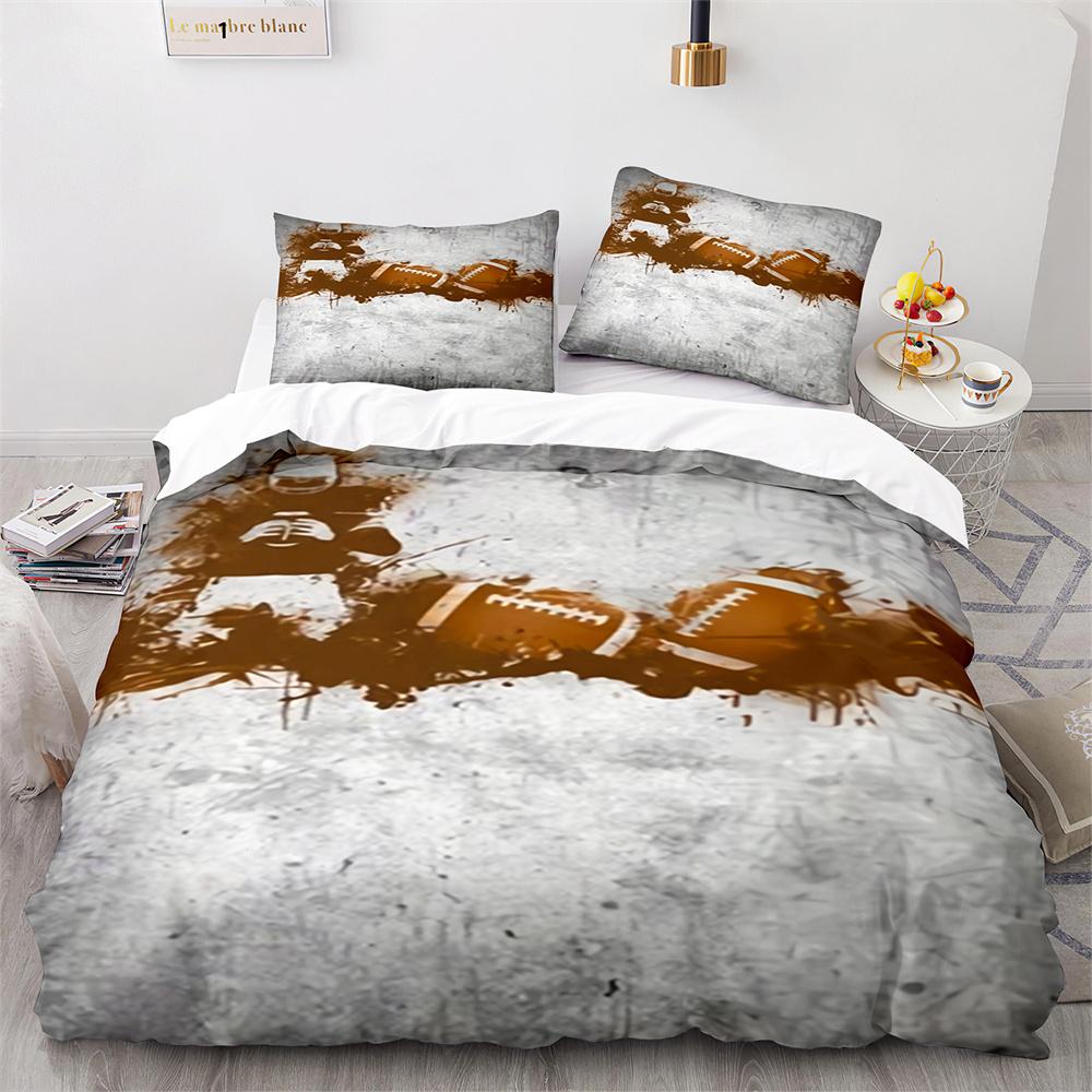 American Football Duvet Cover Set 3D Sports Rugby Player Comforter Cover Skull Football Player Polyester Bedding Set For Kid Boy