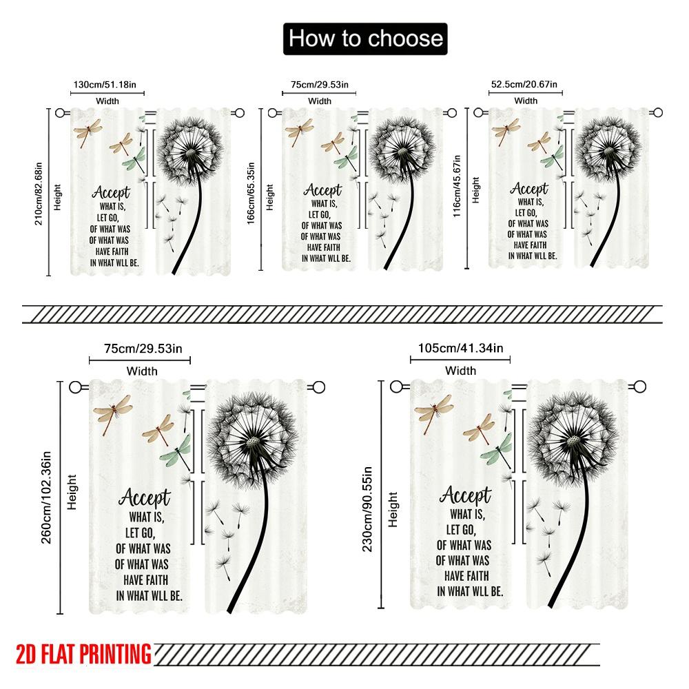 2pcs 2D flat printing Party Curtains Dragonfly Dandelion Accept Let Go 100% Polyester Without Electricity All Season Party &