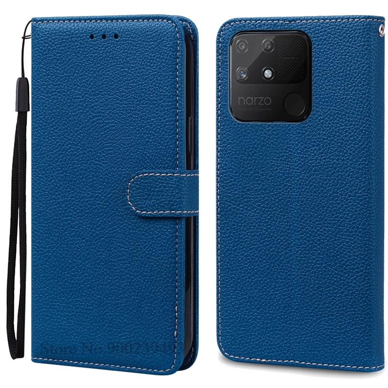 

Чохол Narzo 50A для Realme Narzo 50A, шкіряний чохол-гаманець, відкидний чохол для Realme Narzo 50A, чохол-книжка, чохол-чохол For Realme Narzo 50A темно-синього кольору