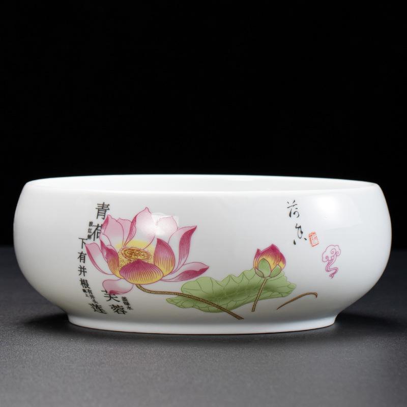 

Jade porcelain tea washing large blue and white ceramic pen washing hydroponic flower pot bowl water tray ashtray фиолетовый