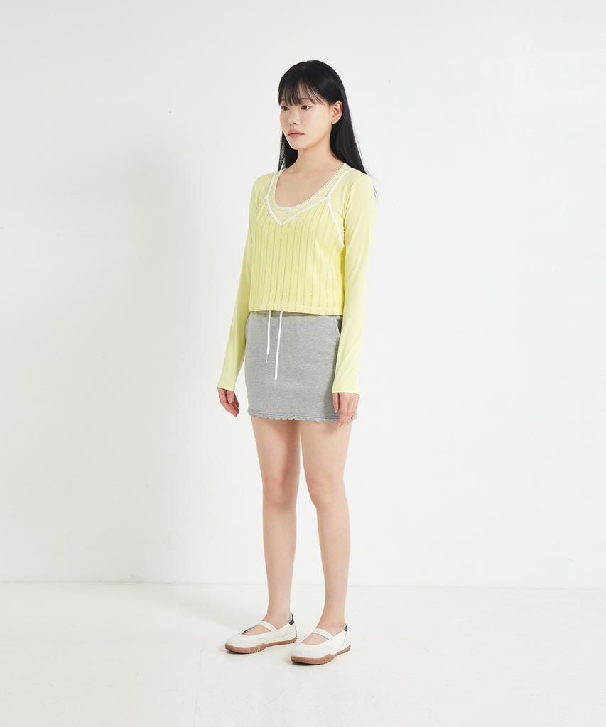 Cotton Rivers Club Lace French Terry Skirt (Melange)