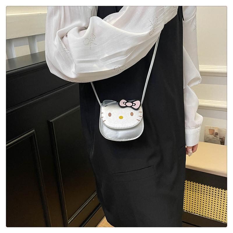 Hello Kitty Mini Bag for Girls Cute Cartoon Cat Shoulder Crossbody Bag Small Square Coin Purse KTB