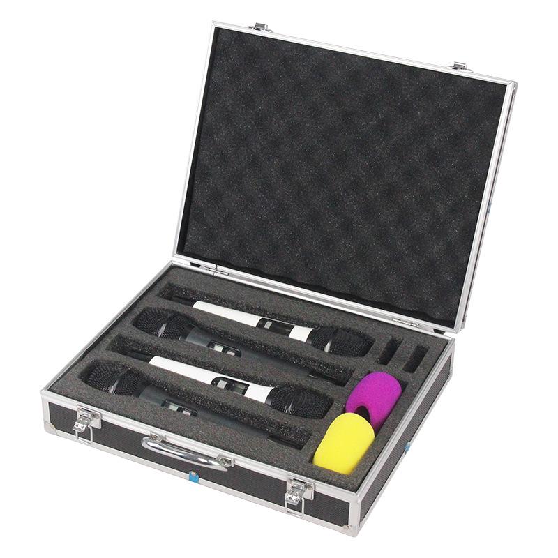 KTV Portable Wireless Microphone Storage: 2-Piece Aluminum Case for Handheld & Lavalier Mics.