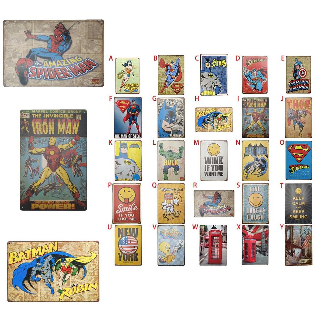 Classic Creative Cartoon Superhero Tin Sign For Bar Pub Home Wall Decor Retro Metal Poster