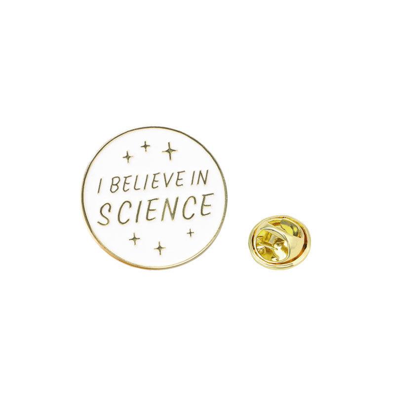 Black White Enamel Alloy Cartoon Brooch Trust Science English Word Pattern Fashion Badge Decoration For Clothing Backpack Accessory