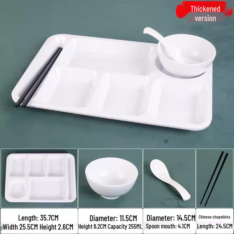Ruhan A5 Melamine 6-Compartment Divided Cafeteria Tray Set