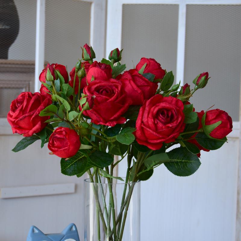 Luxury Xuanya Silk Rose Artificial Flowers - 3 Heads for Home Decor, Weddings, or Photography