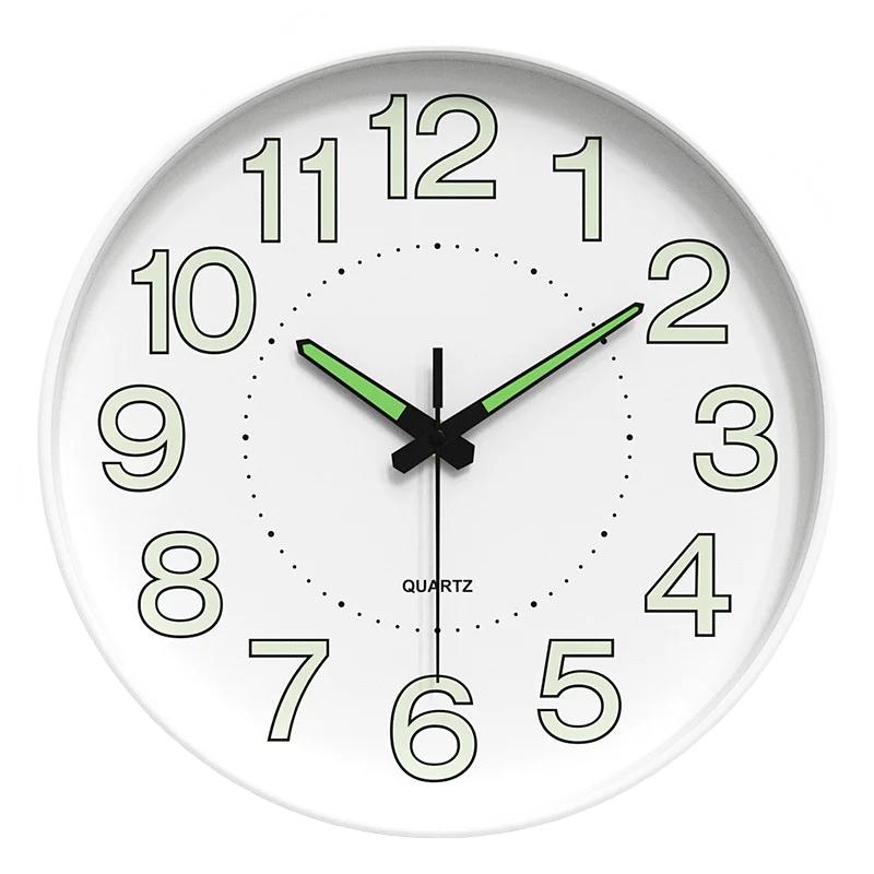 10 Inch Modern Glow in The Dark Wall Clock Non-Ticking Silent Movement Night Light Clock Decorative for Home Living Room Office