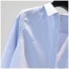 Light Blue Pinstripe Cotton Shirt - Spring 2023 Loose Casual Long Sleeve with Single Pocket