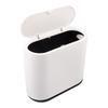 Plastic Trash Can with Press Type Lid Big White Garbage Container Bin for Bathroom Bedroom Kitchen Office