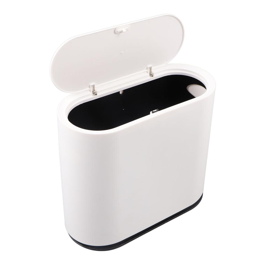 Plastic Trash Can with Press Type Lid Big White Garbage Container Bin for Bathroom Bedroom Kitchen Office