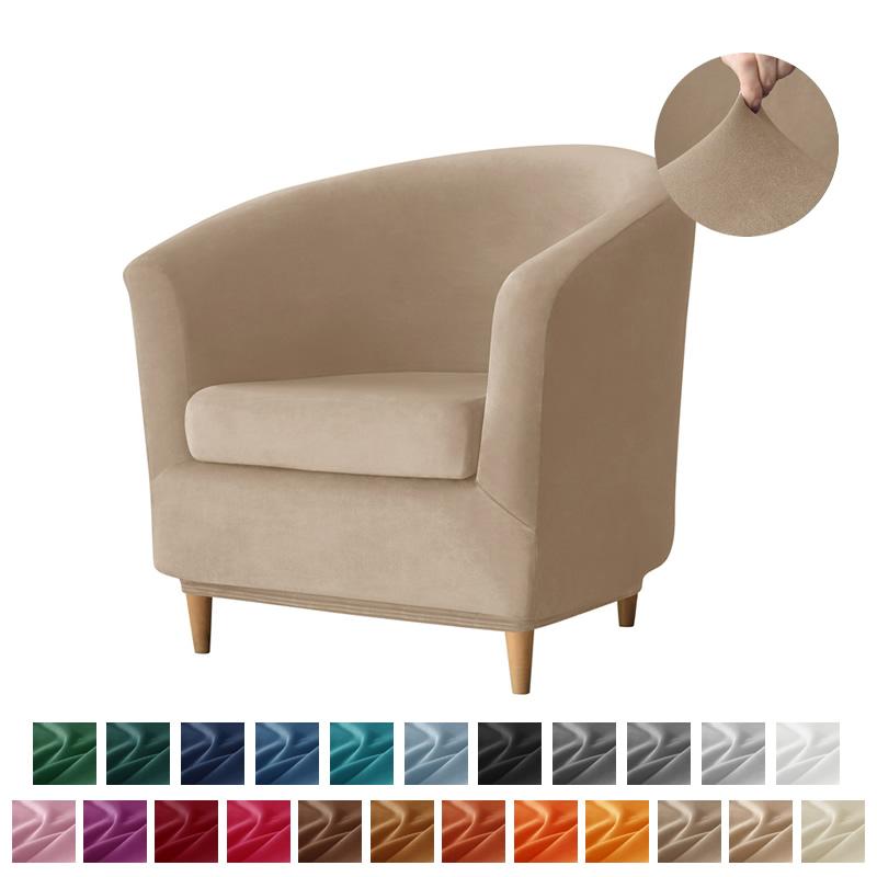 Stretch Club Club Chair Cover Solid Color Velvet Tub Sofa Covers Elastic Soft Single Chairs Slipcovers for Study Bar Counter