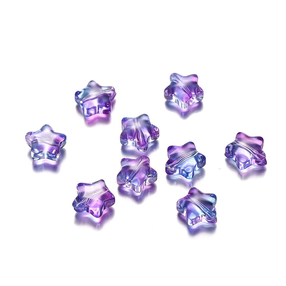 30pcs 8mm Colorful Five-pointed Star Beads Czech Glass Loose Spacer Beads for Bracelet Jewelry Making Handmade DIY Accessories