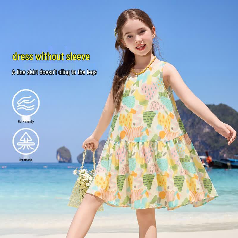 ASK JUNIOR Girls  Summer Sleeveless Cotton Princess Dress 150