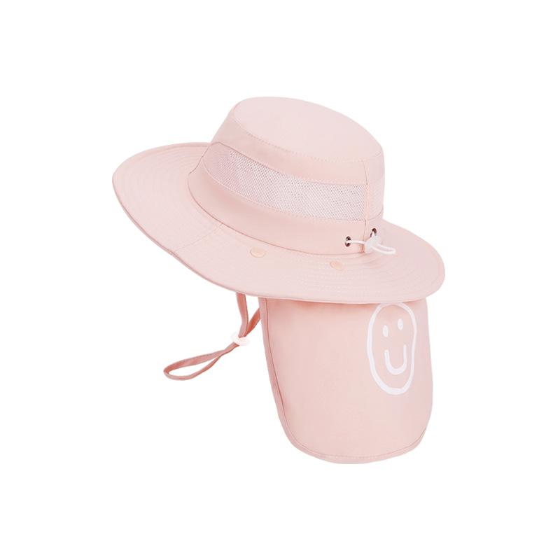 Summer Children's Hat Outdoor Outing Visor Solid Color Breathable Sunscreen Hat Large Brim Shawl Neck Bucket Hat