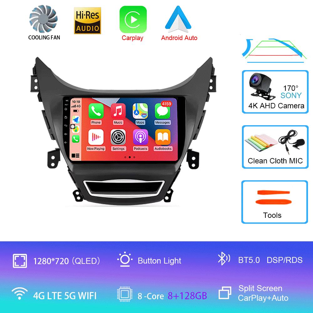 Car Radio Android 14 Carplay Auto For Hyundai Elantra I35 2011 2012 2013 2014 2015 2016 Multimedia Player WIFI+4G BT 2Din Stereo