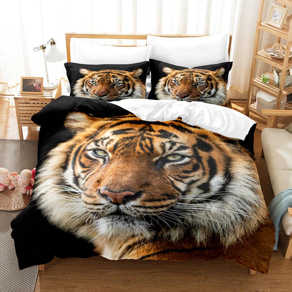 3D Digital Printing Three-Piece Set, Chinese Tiger Picture 3D Digital Printing Bedding Kit