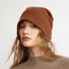 Pure Cashmere Autumn and Winter New Women's Simple Solid Color Pile Hat Warm Toe Knitted Hat
