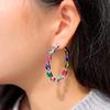 Boucles d'oreilles anneaux C de luxe Lumière Arc-en-ciel Rêve Design Couleur Bonbon Cœur Cristal Zircon Boucles d'oreilles Irrégulières