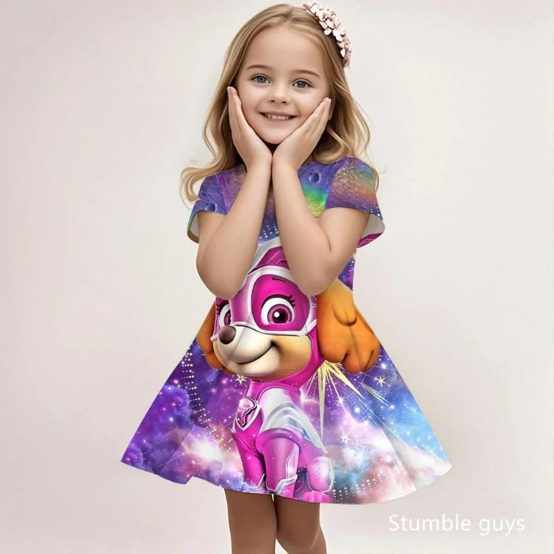 Girls Cute Paw Patrol Sundress Summer Casual Loose Beach Dress Cartoon