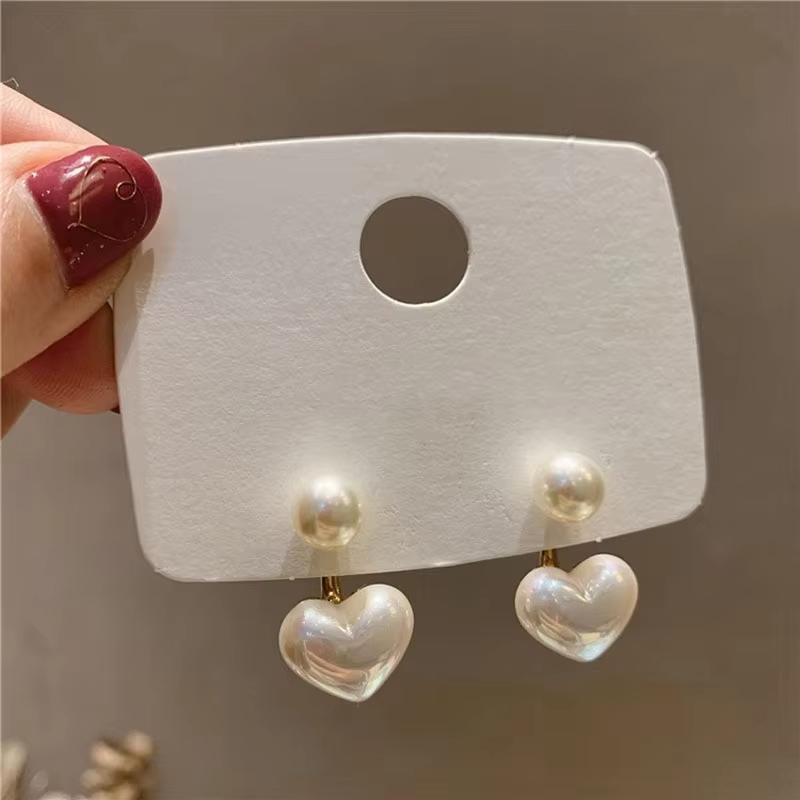 Imitation Pearl Earrings For Women Heart Round Stud Earrings Elegant Love Ear Stud Party Wedding Jewelry Valantine Day Gifts K0