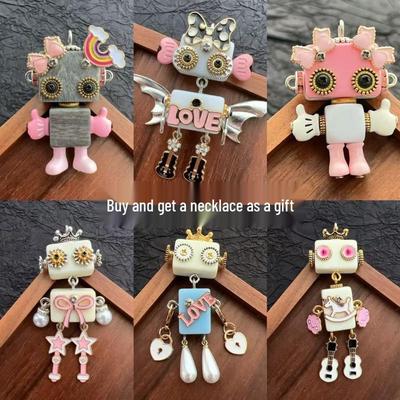Punk Style Robot Pendant Cartoon Keychain Charm Necklace for Women - Non-fading