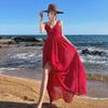 Elegant Red Fairy Beach Dress: Long, Backless, Sanya Travel Skirt