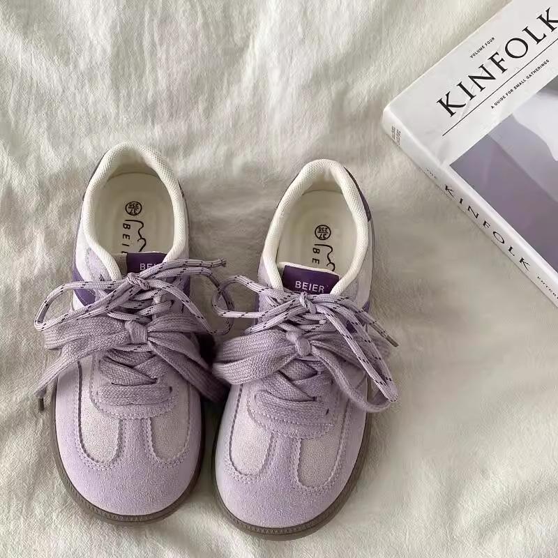 

Student purple niche design sense women s student ugly cute flat baseplate shoes retro casual sports shoes 40 фиолетовый