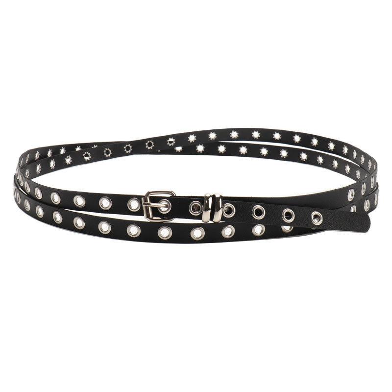 Y2k Fashion Punk Belt For Women With Double Ring Rivets For Daily Wear And Street Outfits