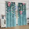 2pcs Luxury Beautiful Flowers Print Curtain Rod Pocket Curtains, Decorative Curtains For Living Room Bedroom Office Home Decor