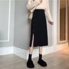 Mid Length Knitted Half Length Skirt for Women In Autumn and Winter High Waist Versatile Split Skirt A-line Hip Wrapping Skirt