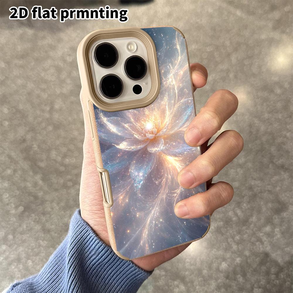 Phone Case: 2D flat lambskin suitable for iPhone 18, 17, 16, 15, 14, 13 Pro protective cases, nebula spirit flowers, Christmas and Halloween gifts