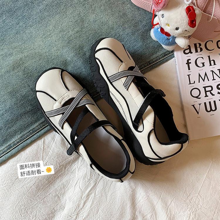 Mary Jane Dexun Shoes Mesh Shoes 2025 Summer New Ballet Shoes One Word with College Style Casual Shoes