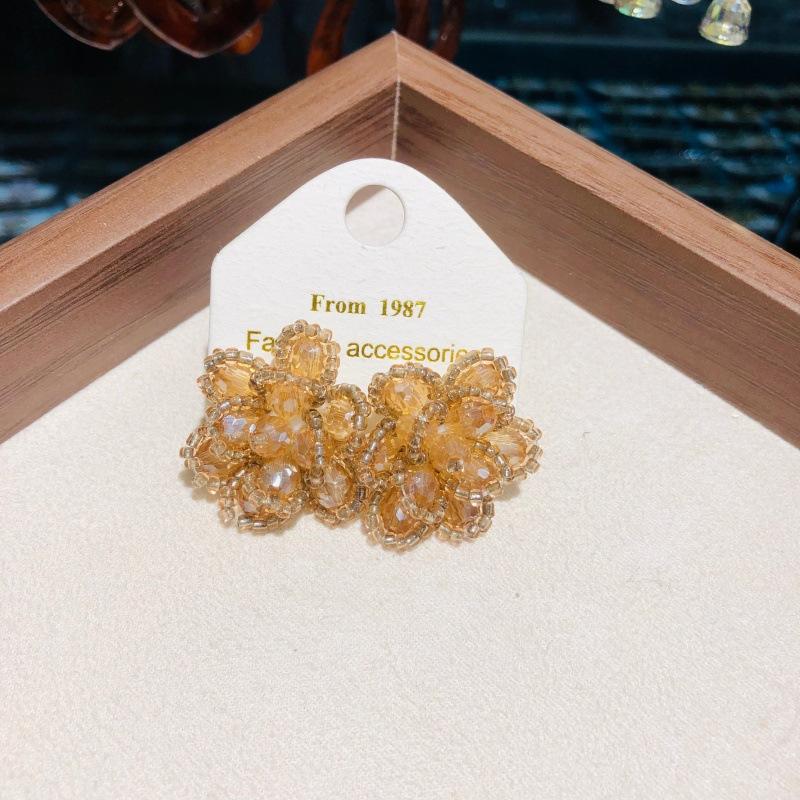 Серьги-цветы из циркона и имитации жемчуга Новые Y2K Милые Высококачественные Серьги Французская Камелия Легкая Роскошь Уникальные Серьги с Характером янтарь