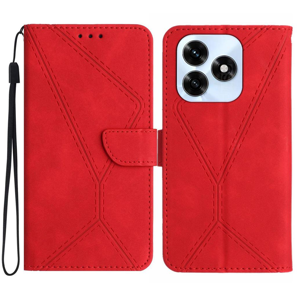 For Honor X5c Plus 4G Case Skin Touch Lines Imprinted PU Leather Flip Phone Cover