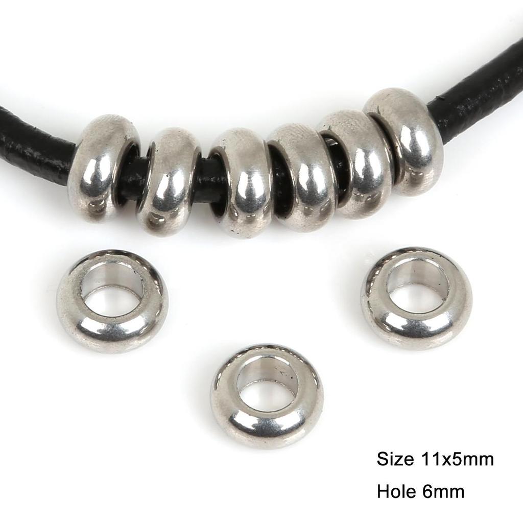10/20 Stück Edelstahl Flache Runde Distanzperlen für DIY Schmuckherstellung Zubehör