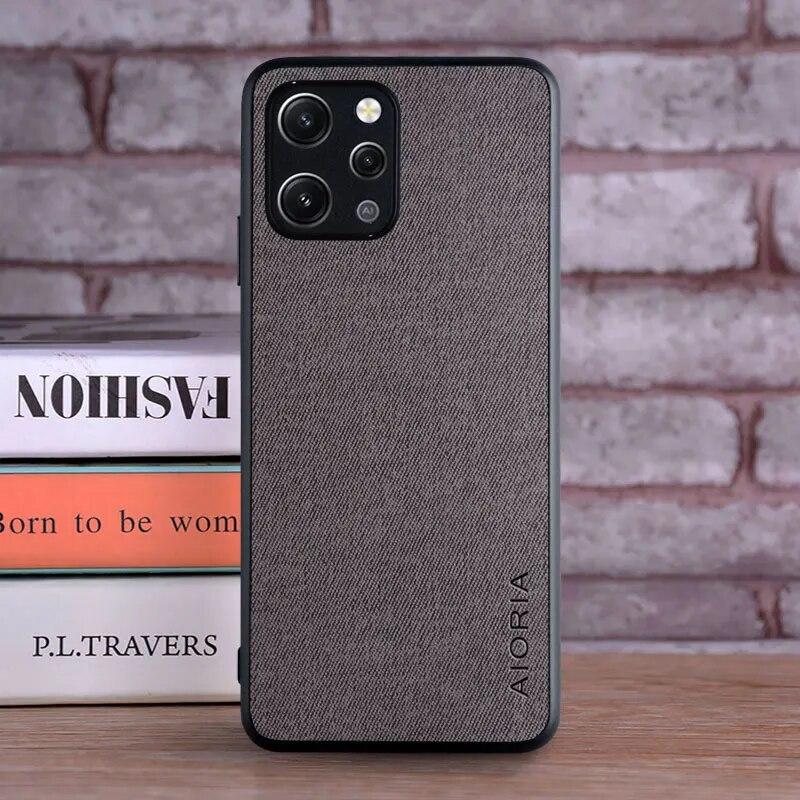 Case for Xiaomi Redmi 12 4G Coque Luxury Textile Leather Skin Soft TPU Hard PC Phone Cover for Xiaomi Redmi 12 4G Case Funda