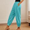 Women's Fashionable Color High Waisted  Pocket Cotton Linen Daily Casual Pants