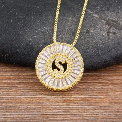 Nidin Name Initials A-Z 26 Zircon Letters Necklace Gold Color Alphabet Clavicle Chain Choker For Women Pendant Collar Jewelry