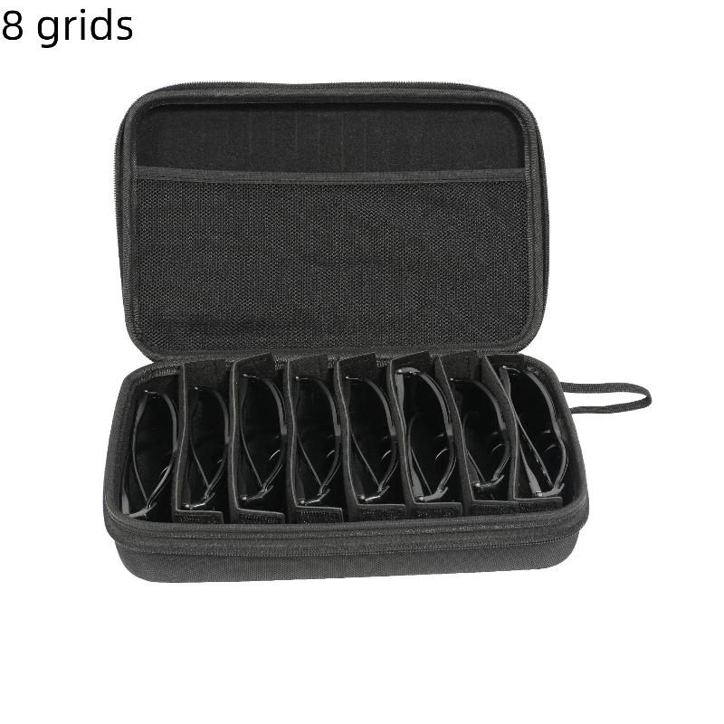 4/5/6/7/8 Compartments Adjustable Glasses Organizer, Portable Black Storage Bag Case For Travel, Sturdy Dividers Eyewear Box