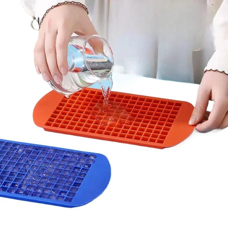 160 Grid Silicone Ice Tray Ice Cubes Foldable Ice Mold Breaker Grid Tray Small Square Mold Maker Silicone Mold