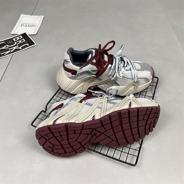 Daddy shoes for women 2025 autumn new retro style fancy straps heightening casual sports shoes breathable running shoes for women