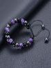 Natural Amethyst Obsidian Hematite Semi Precious Stone Beaded Bracelet Handwoven Adjustable Shamballa Style Jewelry for Women